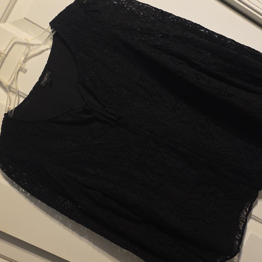 Talbots Black Lace Long-Sleeve Blouse